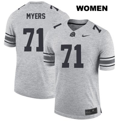 Women's NCAA Ohio State Buckeyes Josh Myers #71 College Stitched Authentic Nike Gray Football Jersey VJ20H17FM